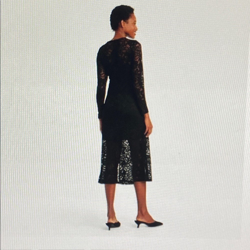 A New Day Black Floral Women's Long Sleeve Midi Lace Dress - (Reduced Price!!!) - Picture 2 of 10